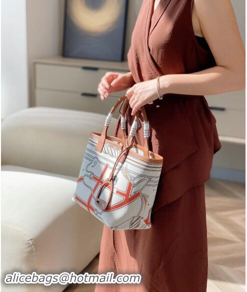 Classic Hermes Steeple Tote Bag 28cm in Printed Canvas and Calfskin H5019 Brown 2024 (Half Handmade)