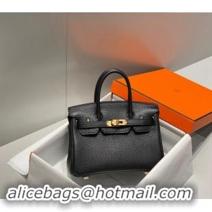 Top Quality Hermes Mini Birkin 20cm bag with Shoulder Strap in Togo Leather H20 Black/Gold 2024