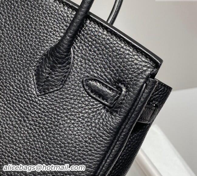 Top Quality Hermes Mini Birkin 20cm bag with Shoulder Strap in Togo Leather H20 Black/Gold 2024