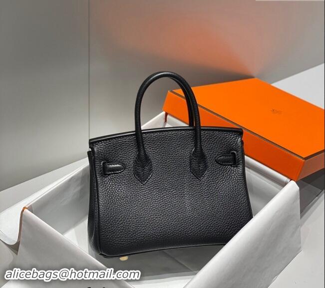 Top Quality Hermes Mini Birkin 20cm bag with Shoulder Strap in Togo Leather H20 Black/Gold 2024