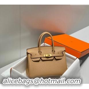 Well Crafted Hermes Mini Birkin 20cm bag with Shoulder Strap in Togo Leather H20 Milky Tea Beige 2024