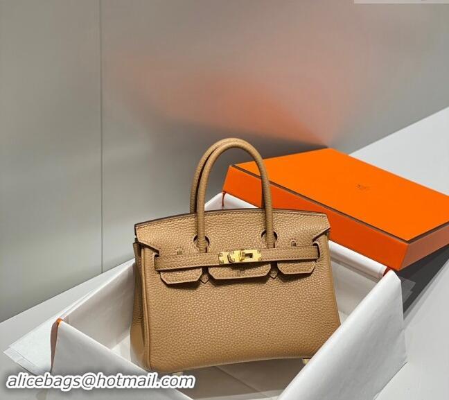 Well Crafted Hermes Mini Birkin 20cm bag with Shoulder Strap in Togo Leather H20 Milky Tea Beige 2024