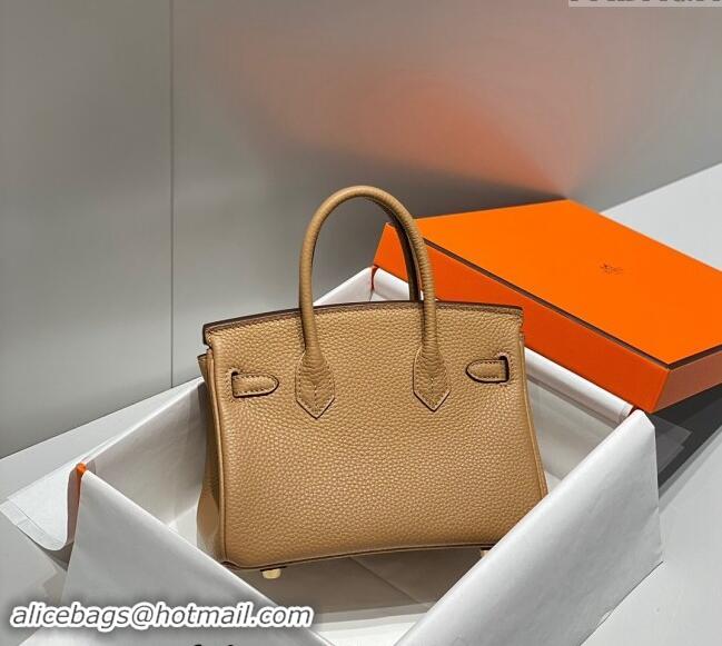 Well Crafted Hermes Mini Birkin 20cm bag with Shoulder Strap in Togo Leather H20 Milky Tea Beige 2024