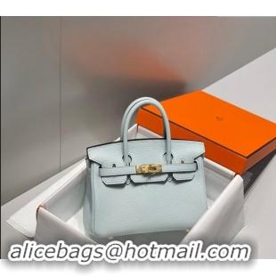 Luxurious Hermes Mini Birkin 20cm bag with Shoulder Strap in Togo Leather H20 Pale Grail Blue/Gold 2024