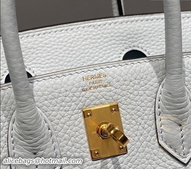 Luxurious Hermes Mini Birkin 20cm bag with Shoulder Strap in Togo Leather H20 Pale Grail Blue/Gold 2024