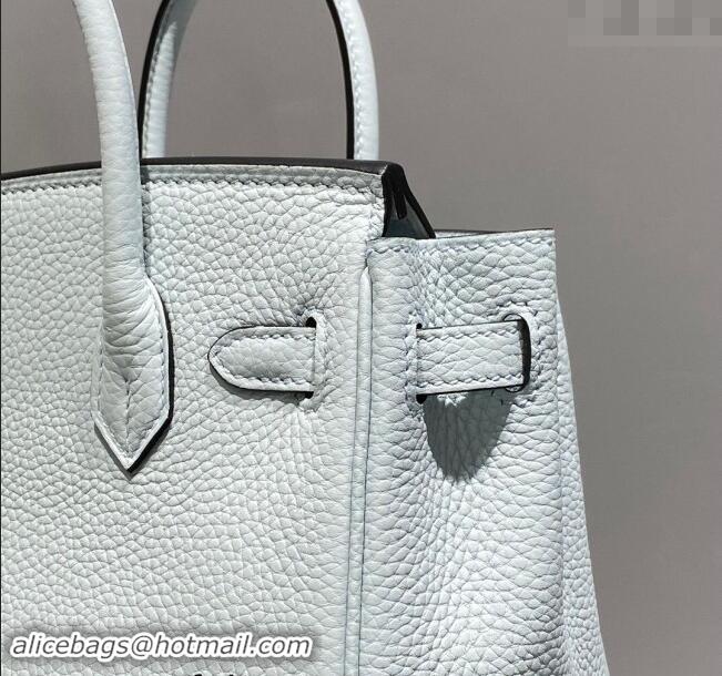 Luxurious Hermes Mini Birkin 20cm bag with Shoulder Strap in Togo Leather H20 Pale Grail Blue/Gold 2024