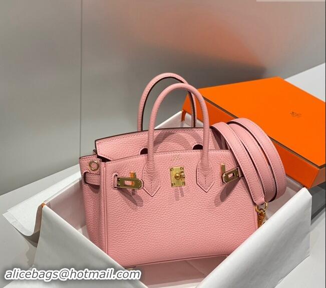 Promotional Hermes Mini Birkin 20cm bag with Shoulder Strap in Togo Leather H20 Milkshake Pink 2024