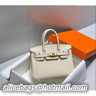 Well Crafted Hermes Mini Birkin 20cm bag with Shoulder Strap in Togo Leather H20 Cream White/Gold 2024