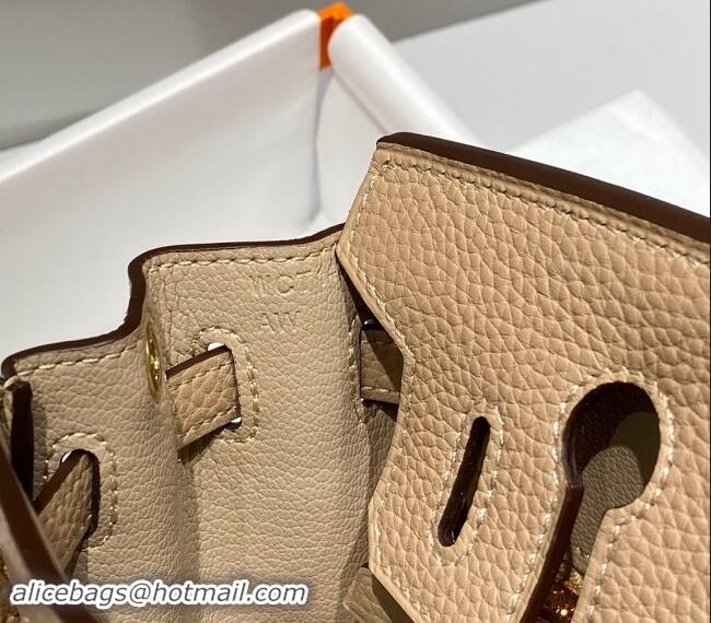 Top Quality Hermes Mini Birkin 20cm bag with Shoulder Strap in Togo Leather H20 Coat Grey 2024