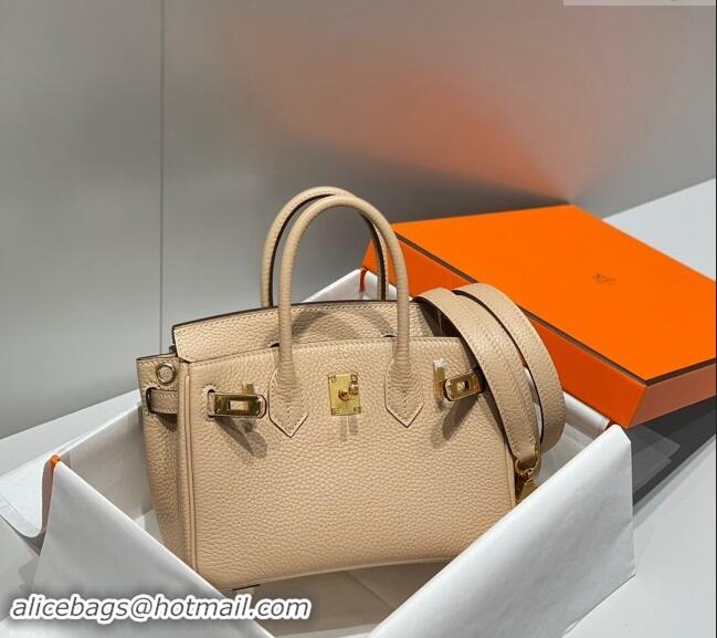 Top Quality Hermes Mini Birkin 20cm bag with Shoulder Strap in Togo Leather H20 Coat Grey 2024