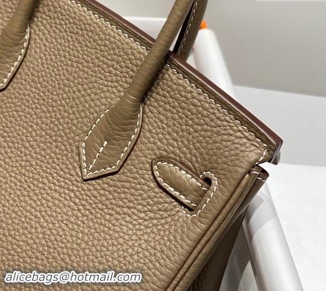 Super Quality Hermes Mini Birkin 20cm bag with Shoulder Strap in Togo Leather H20 Elephant Grey 2024