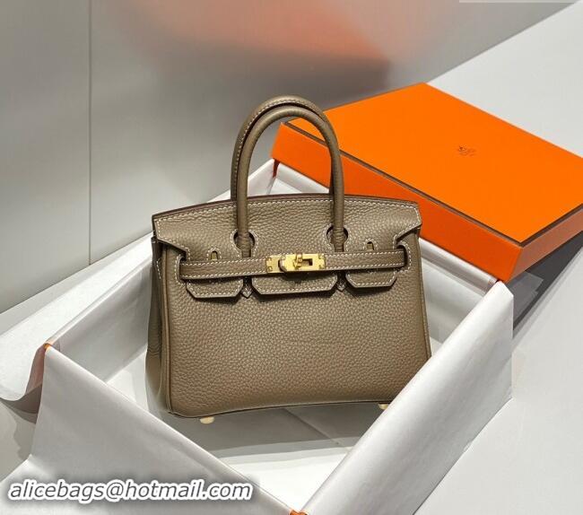 Super Quality Hermes Mini Birkin 20cm bag with Shoulder Strap in Togo Leather H20 Elephant Grey 2024