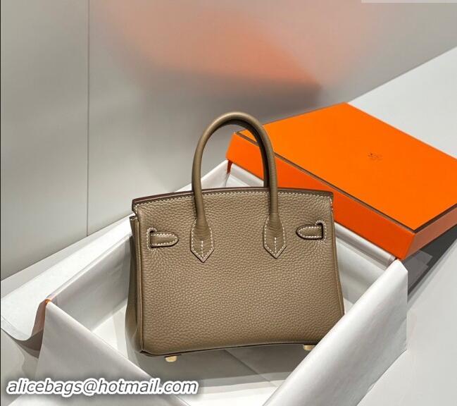 Super Quality Hermes Mini Birkin 20cm bag with Shoulder Strap in Togo Leather H20 Elephant Grey 2024