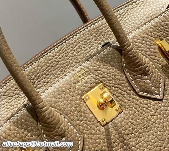 Super Quality Hermes Mini Birkin 20cm bag with Shoulder Strap in Togo Leather H20 Elephant Grey 2024