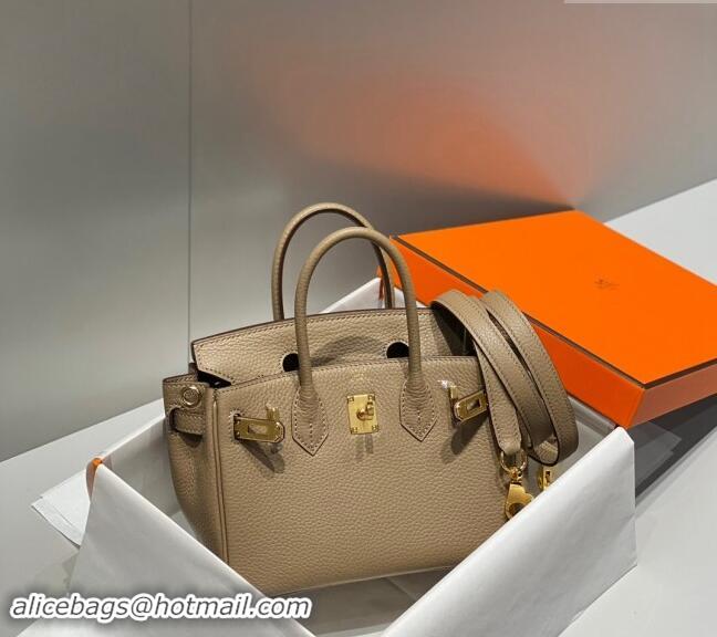 Best Price Hermes Mini Birkin 20cm bag with Shoulder Strap in Togo Leather H20 Dove Grey 2024