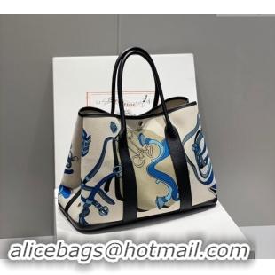 Most Popular Hermes Garden Party Bag 30/36cm in Printed Canvas and Calfskin H5039 Black 2024 (Half Handmade)