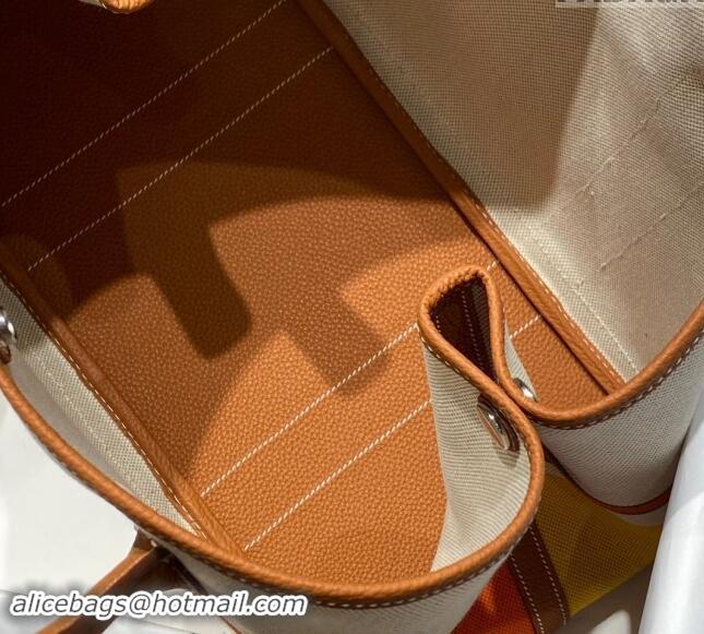 Top Design Hermes Garden Party Bag 30/36cm in Printed Canvas and Calfskin H5039 Brown 2024 (Half Handmade)