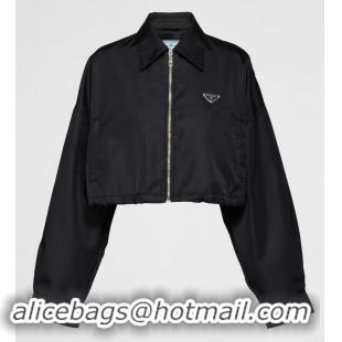 Top Grade Prada Re-Nylon Cropped Blouson Jacket PA8413 Black