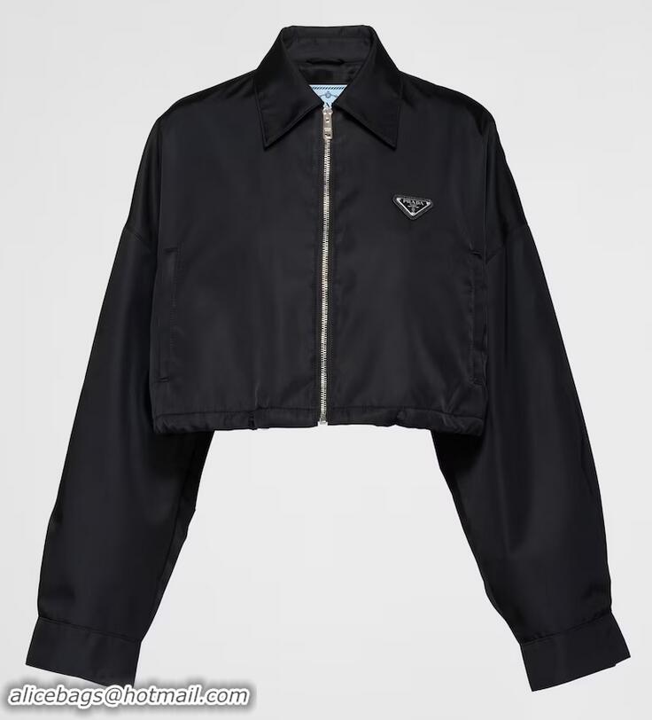 Top Grade Prada Re-Nylon Cropped Blouson Jacket PA8413 Black