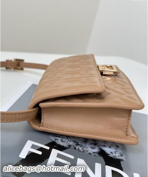 Best Price Fendi Wallet On Chain Baguette Mini Bag in FF Nappa Leather 8638 Light Brown 2024