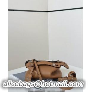 Top Design Fendi By The Way Selleria Mini Bag in Grianed Calfskin with Topstitches 8668S Light Brown 2024