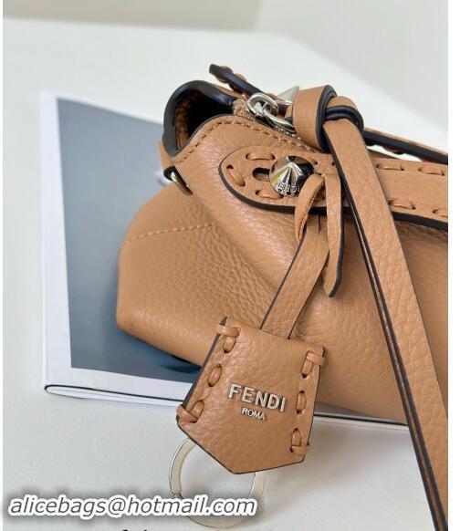 Top Design Fendi By The Way Selleria Mini Bag in Grianed Calfskin with Topstitches 8668S Light Brown 2024