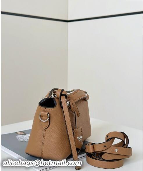 Top Design Fendi By The Way Selleria Mini Bag in Grianed Calfskin with Topstitches 8668S Light Brown 2024