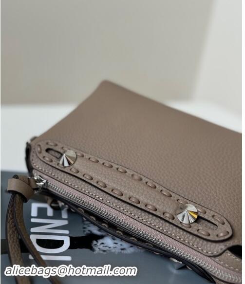 Well Crafted Fendi By The Way Selleria Mini Bag in Grianed Calfskin with Topstitches 8668S Grey 2024