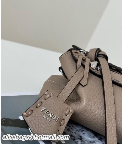 Well Crafted Fendi By The Way Selleria Mini Bag in Grianed Calfskin with Topstitches 8668S Grey 2024