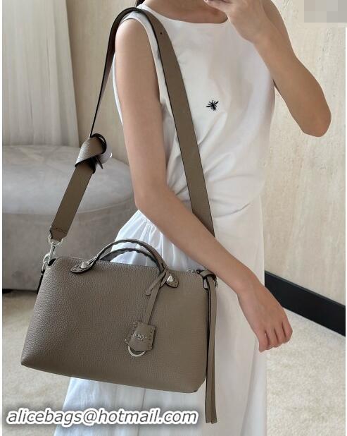 Pretty Style Fendi By The Way Selleria Medium Bag in Grianed Calfskin with Topstitches 8668M Grey 2024