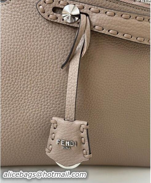 Pretty Style Fendi By The Way Selleria Medium Bag in Grianed Calfskin with Topstitches 8668M Grey 2024