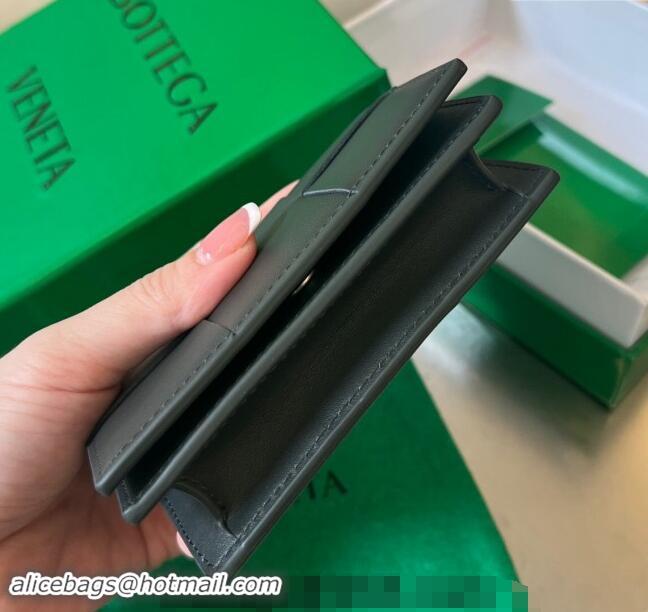 Super Quality Bottega Veneta Cassette Business Card Case Wallet in Intrecciato Calfskin 679849 Dark Moss Green 2024