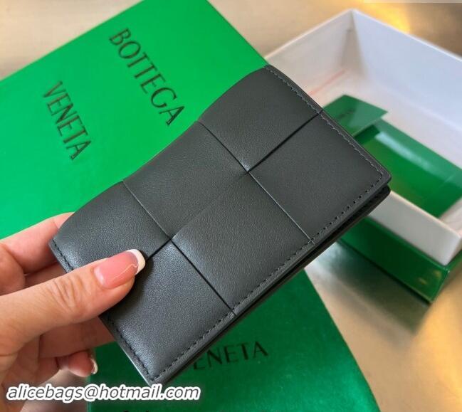 Super Quality Bottega Veneta Cassette Business Card Case Wallet in Intrecciato Calfskin 679849 Dark Moss Green 2024