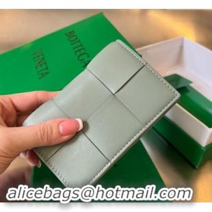 Top Quality Bottega Veneta Cassette Business Card Case Wallet in Intrecciato Calfskin 679849 Sage Green 2024