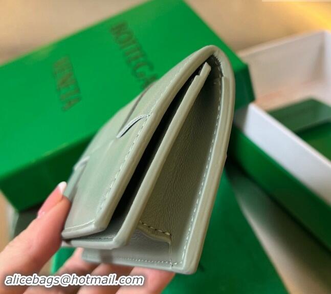 Top Quality Bottega Veneta Cassette Business Card Case Wallet in Intrecciato Calfskin 679849 Sage Green 2024