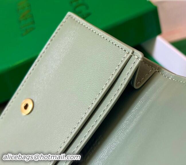 Top Quality Bottega Veneta Cassette Business Card Case Wallet in Intrecciato Calfskin 679849 Sage Green 2024