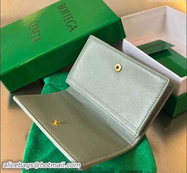 Top Quality Bottega Veneta Cassette Business Card Case Wallet in Intrecciato Calfskin 679849 Sage Green 2024