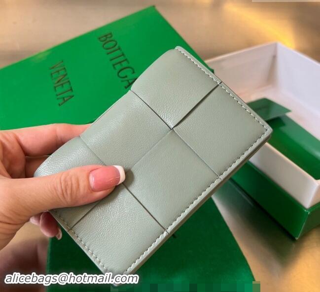 Top Quality Bottega Veneta Cassette Business Card Case Wallet in Intrecciato Calfskin 679849 Sage Green 2024