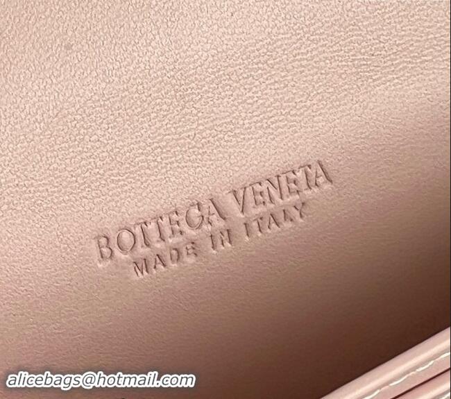 Pretty Style Bottega Veneta Cassette Business Card Case Wallet in Intrecciato Lambskin 651396 Lotus Pink 2024