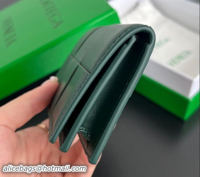 Good Quality Bottega Veneta Cassette Business Card Case Wallet in Intrecciato Lambskin 651396 Emerald Green 2024