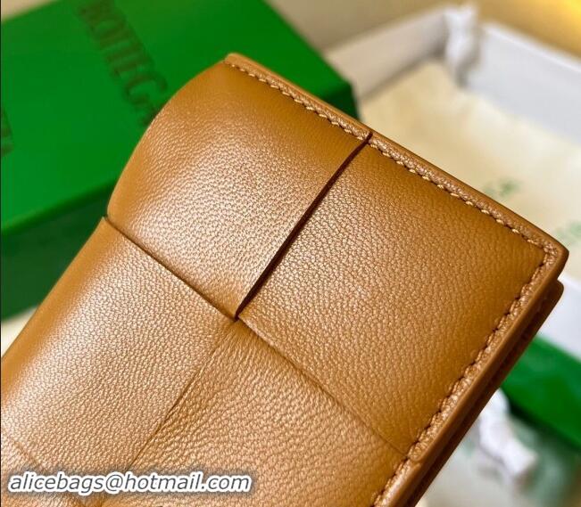 Best Price Bottega Veneta Cassette Business Card Case Wallet in Intrecciato Lambskin 651396 Camel Brown