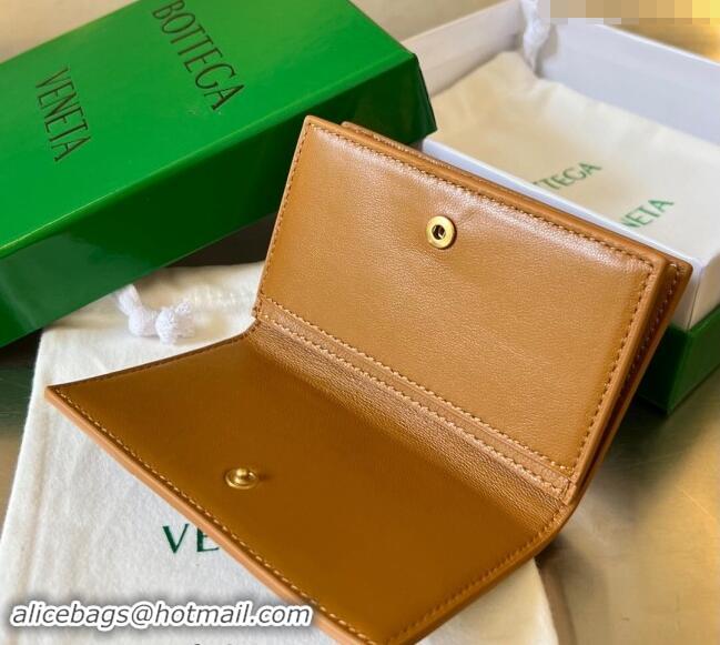 Best Price Bottega Veneta Cassette Business Card Case Wallet in Intrecciato Lambskin 651396 Camel Brown