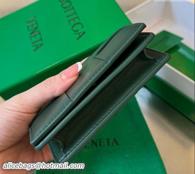 Top Design Bottega Veneta Cassette Business Card Case Wallet in Intrecciato Lambskin 651396 Raintree Green