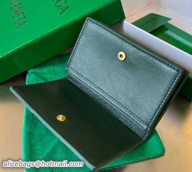 Top Design Bottega Veneta Cassette Business Card Case Wallet in Intrecciato Lambskin 651396 Raintree Green