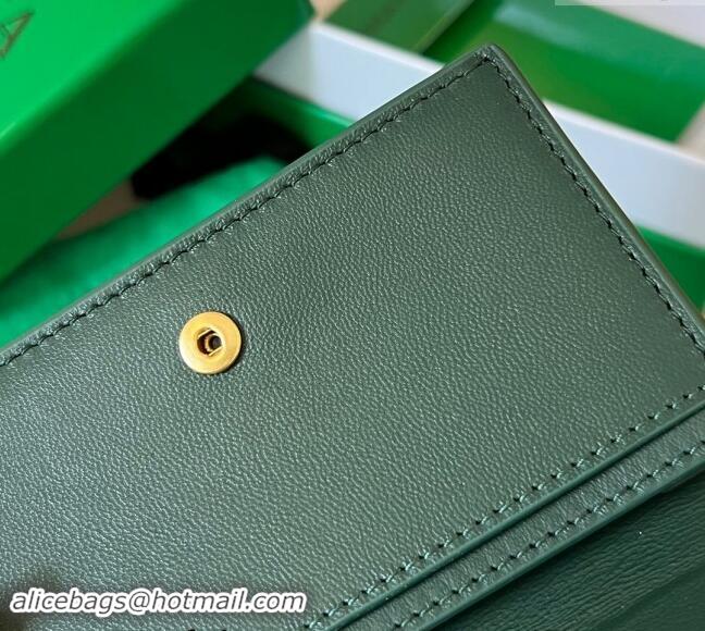 Top Design Bottega Veneta Cassette Business Card Case Wallet in Intrecciato Lambskin 651396 Raintree Green