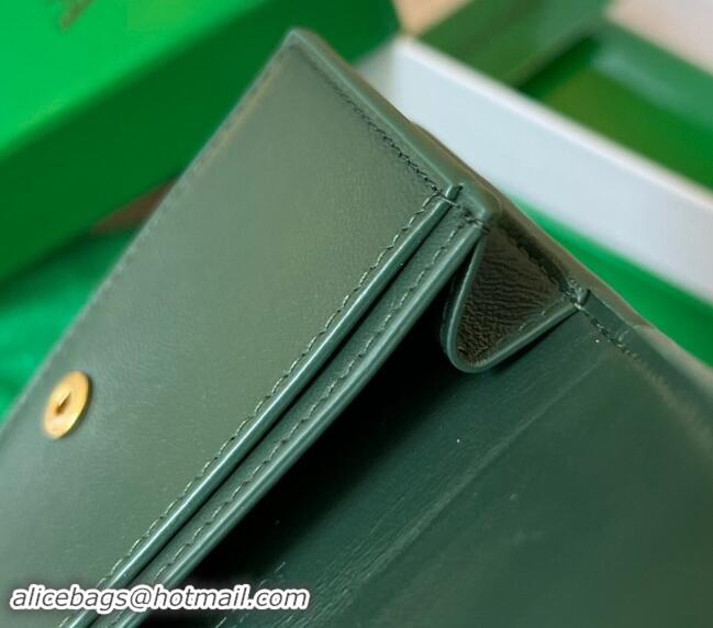 Top Design Bottega Veneta Cassette Business Card Case Wallet in Intrecciato Lambskin 651396 Raintree Green