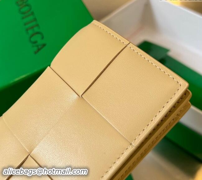 Well Crafted Bottega Veneta Cassette Business Card Case Wallet in Intrecciato Lambskin 651396 Oat Yellow