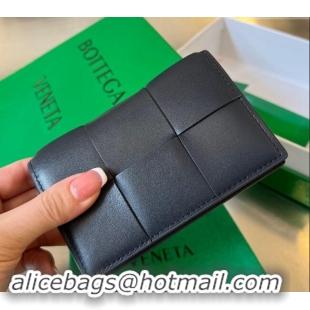 Best Price Bottega Veneta Cassette Business Card Case Wallet in Intrecciato Lambskin 651396 Space Grey