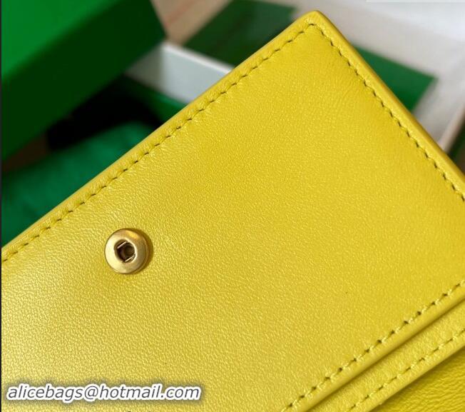 Low Cost Bottega Veneta Cassette Business Card Case Wallet in Intrecciato Lambskin 651396 Jelly Yellow