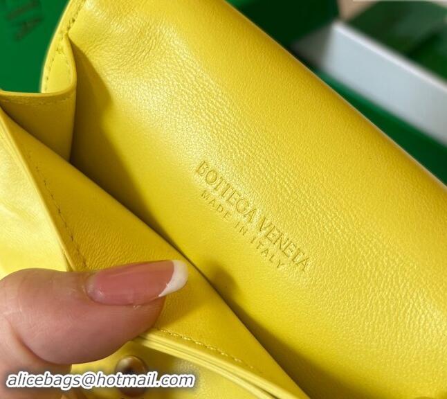 Low Cost Bottega Veneta Cassette Business Card Case Wallet in Intrecciato Lambskin 651396 Jelly Yellow